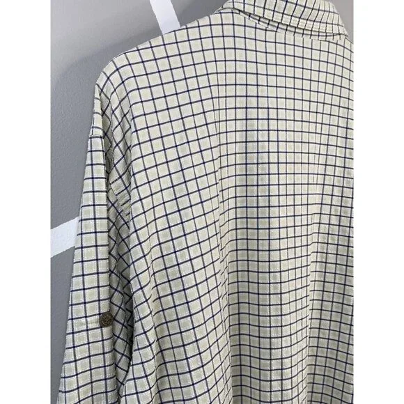 LL Bean Outdoors Textured Long Sleeve Shirt Camping Men’s L Reg Khaki Check - Picture 11 of 16